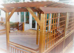 ipe deck trellis with window panes