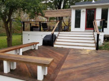 custom ct deck specialists inc ipe tigerwood cable rail system pergula trellis white pvc skirting