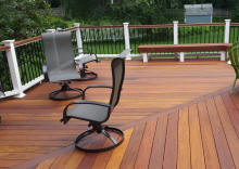 custom ipe ironmwood deck builder deckorator black aluminum spindles vinyl rail posts