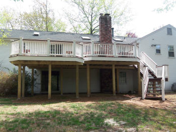 glastonbury ipe deck white vinyl rails kingposts