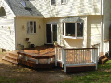 ipe deck with fan stairs and hot tub