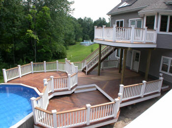 multi level ipe deck and king post system