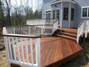 two level ipe deck with wide stairs connecting