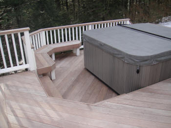 ipe hot tub deck with ipe bench